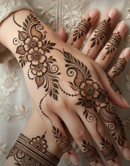 Minimal Arabic Rose Trail mehndi design